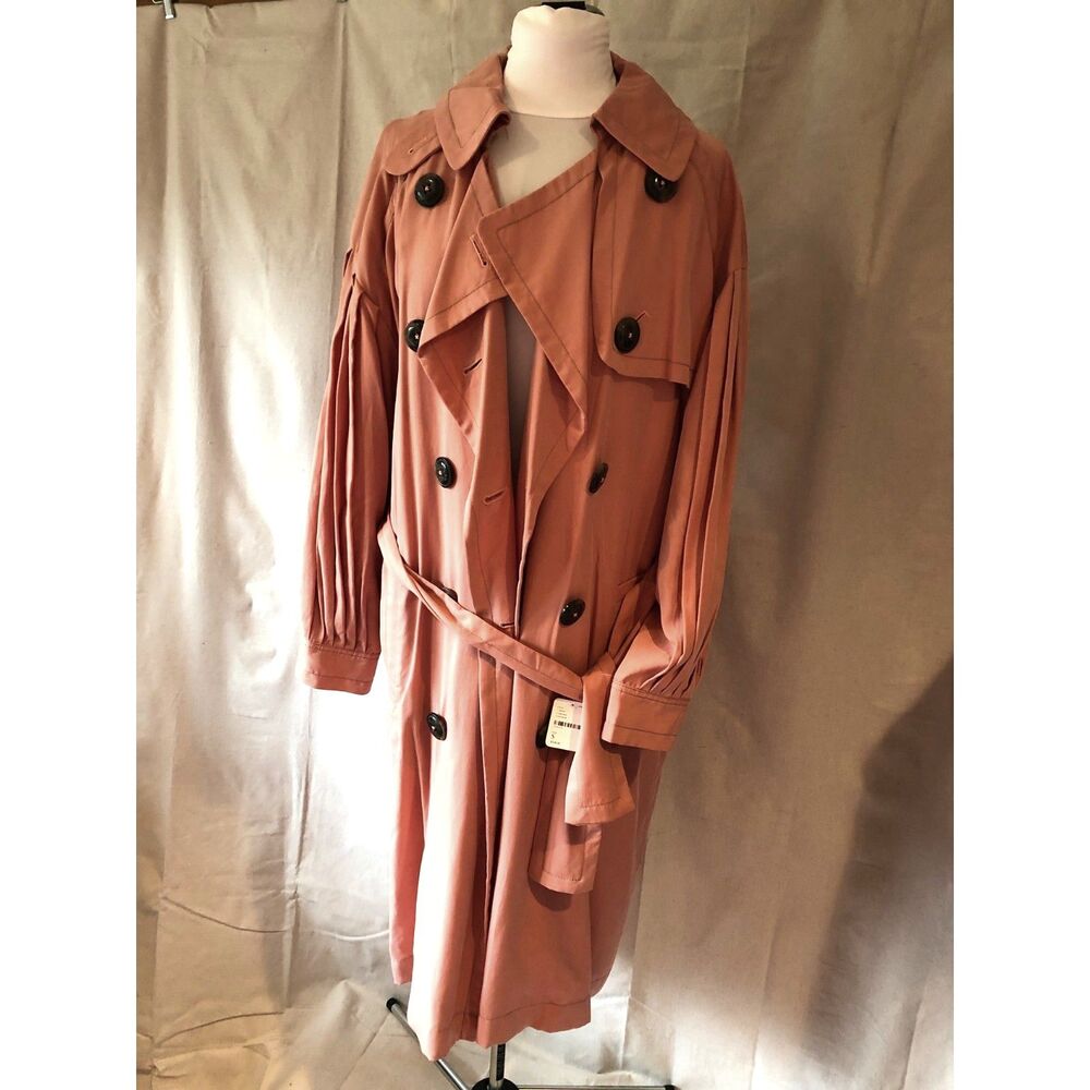 Free People Trench Coat In Peach Pink Size Small - Tencel And Cotton Lining